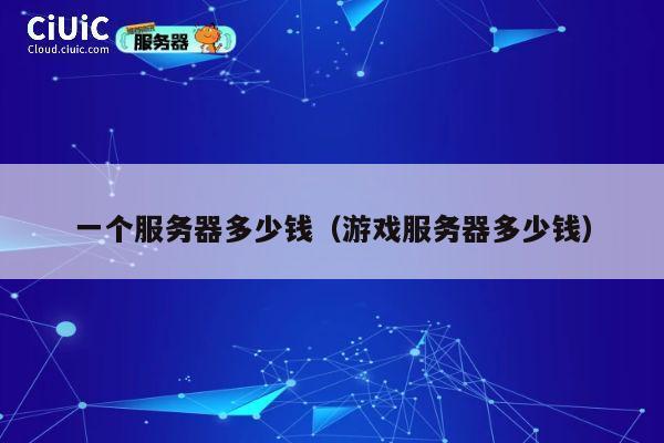 一个服务器多少钱（游戏服务器多少钱）