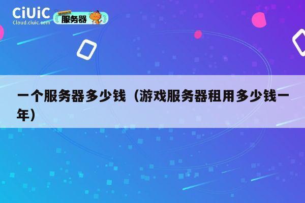 一个服务器多少钱（游戏服务器租用多少钱一年）