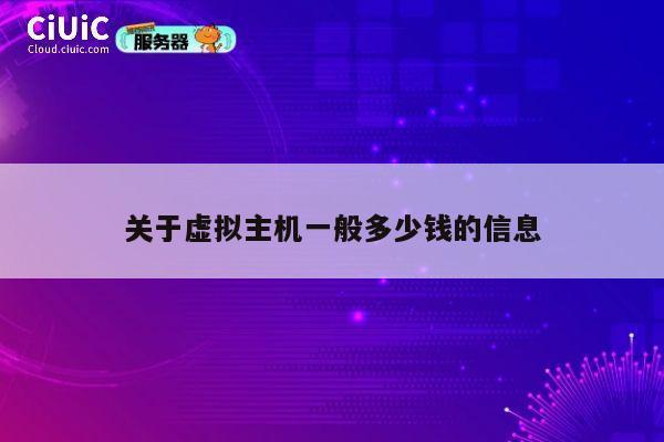 关于虚拟主机一般多少钱的信息