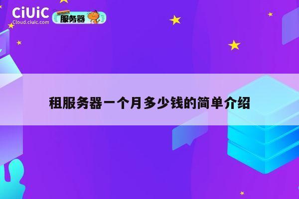 租服务器一个月多少钱的简单介绍