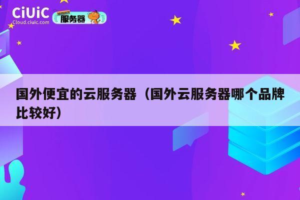 国外便宜的云服务器（国外云服务器哪个品牌比较好）