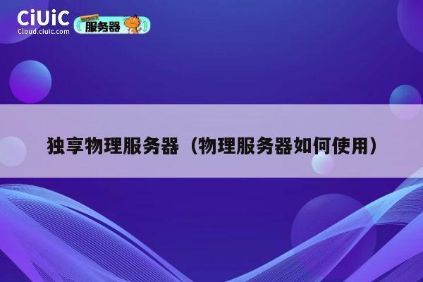 独享物理服务器(物理服务器如何使用)